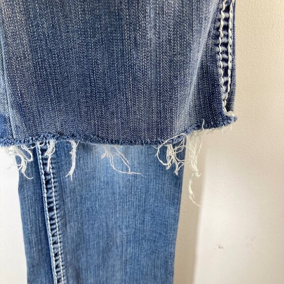 Womens Grace in LA Easy Fit Boot Cut Embellished Jeans Raw Hem Blue 29 - Picture 6 of 9